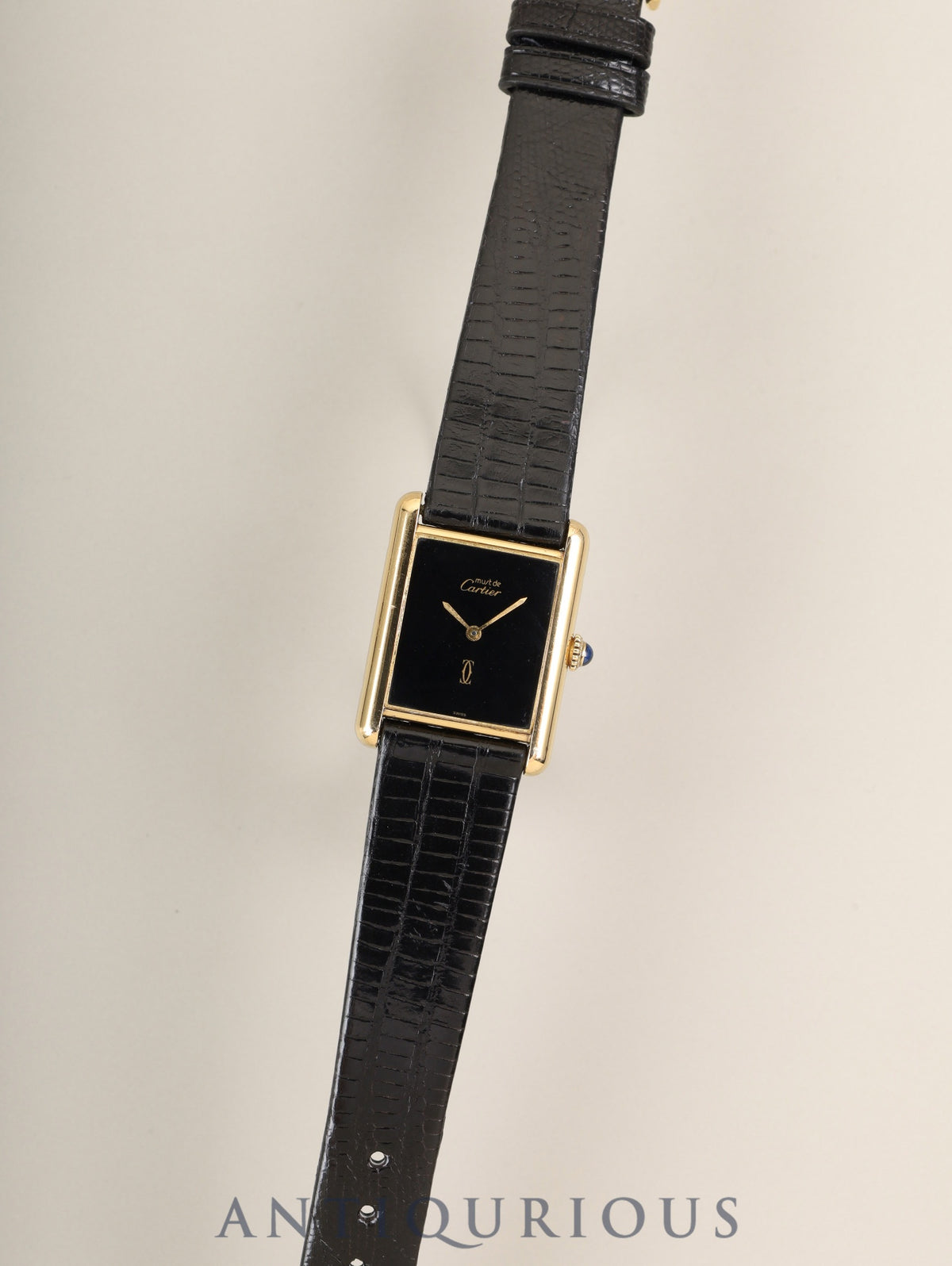カルティエ マストタンク LM 6 手巻き Cal.78-1 SV925  革 純正ピンバックル（GP）オニキス文字盤（SWISS表記）箱 冊子 保証書（1982年）オーバーホール済み