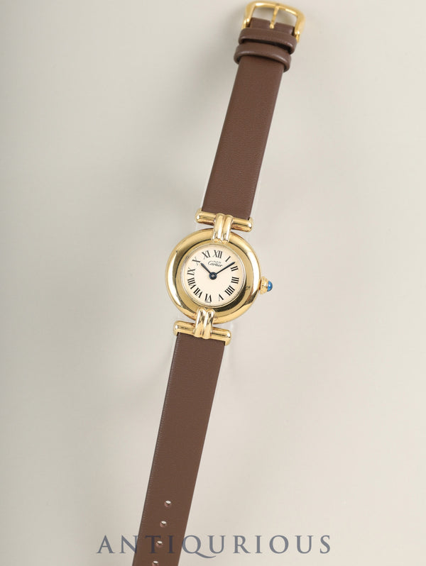 カルティエ マストコリゼ 590002 クォーツ Cal.90 SV925 革 純正ピンバックル（GP） アイボリーローマン文字盤 1980年代半ば〜1994年頃 オーバーホール済み