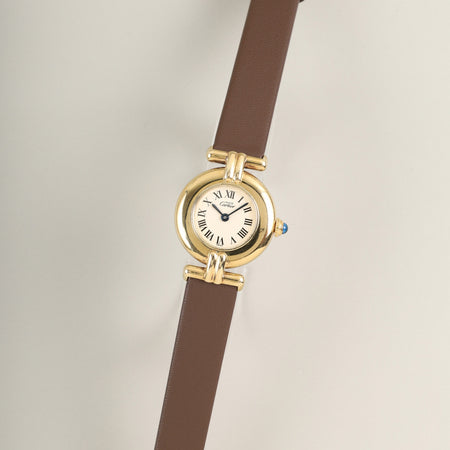 カルティエ マストコリゼ 590002 クォーツ Cal.90 SV925 革 純正ピンバックル（GP） アイボリーローマン文字盤 1980年代半ば〜1994年頃 オーバーホール済み