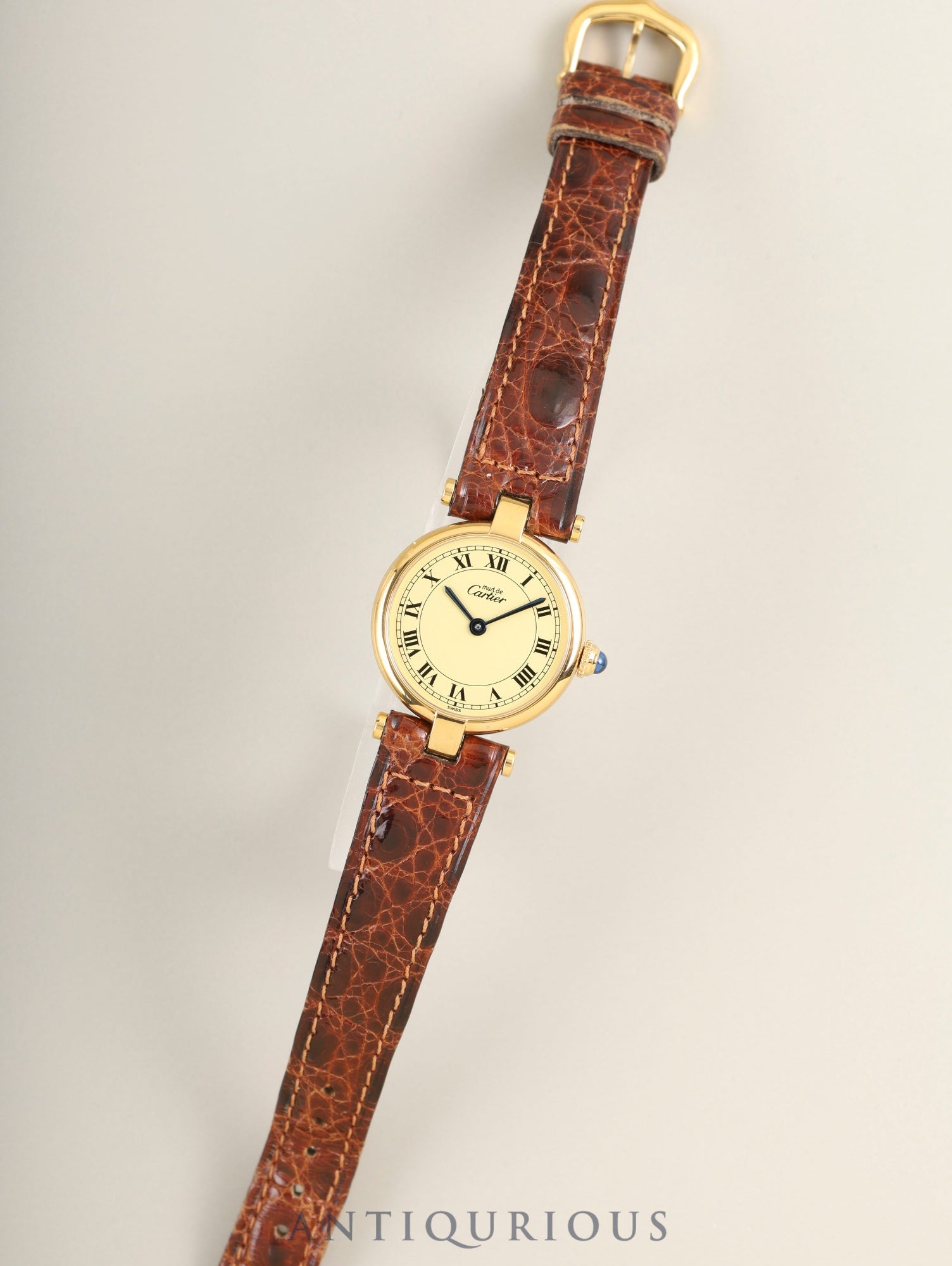 カルティエ マスト ヴァンドーム VLC SM 590004 クォーツ Cal.90 SV925 純正革ベルト 純正尾錠（GP）アイボリーローマン文字盤 箱 冊子 保証書（1994年）オーバーホール済み