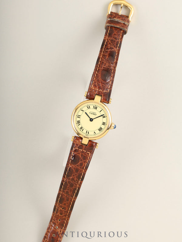 カルティエ マスト ヴァンドーム VLC SM 590004 クォーツ Cal.90 SV925 純正革ベルト 純正尾錠（GP）アイボリーローマン文字盤 箱 冊子 保証書（1994年）オーバーホール済み