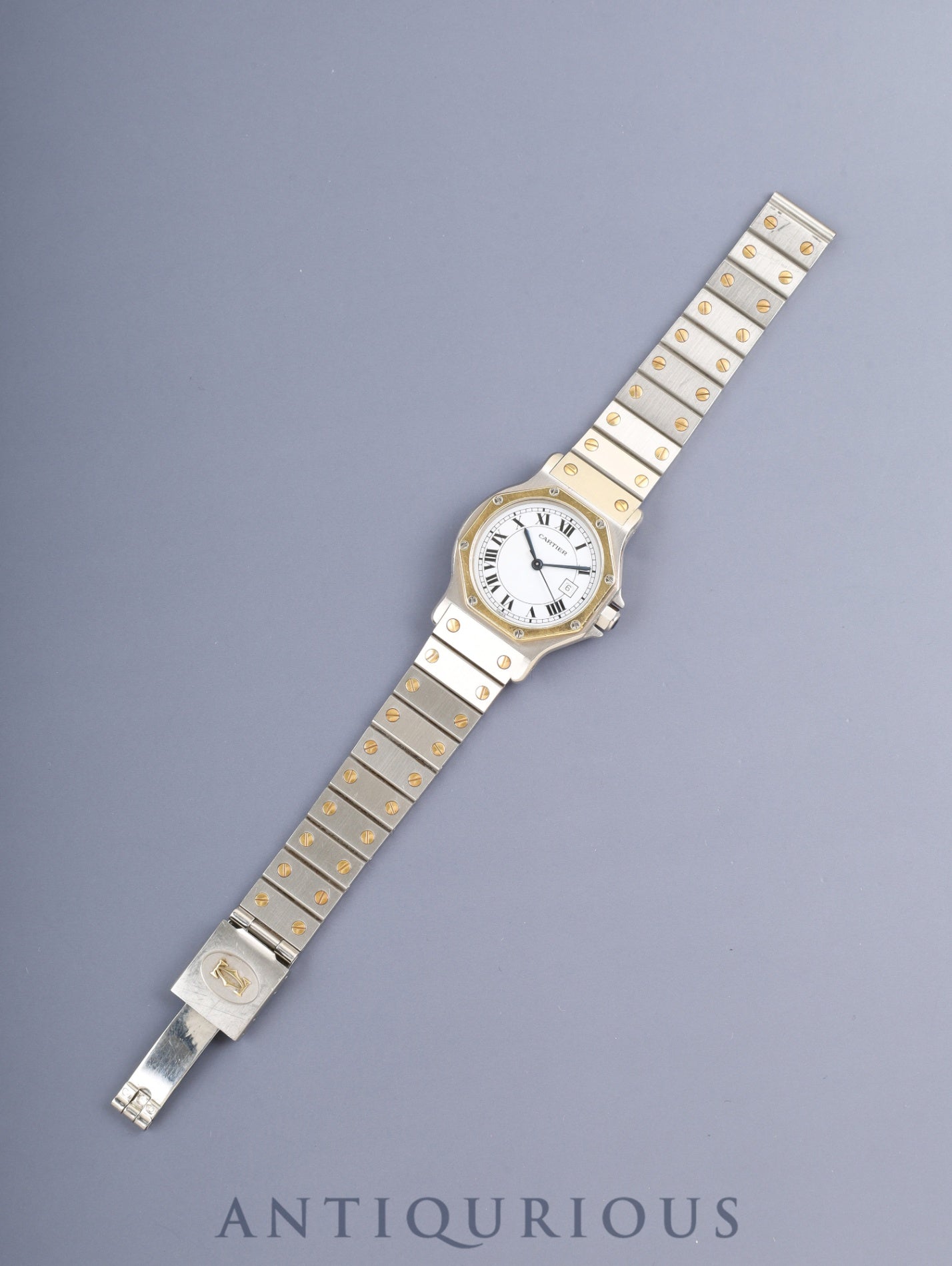 カルティエ サントス オクタゴン LM 2966 自動巻き Cal.ETA2671 SS/YG SS/YG ホワイトローマン文字盤（SWISS表記） 箱 冊子 保証書（1986年）タグ オーバーホール済み