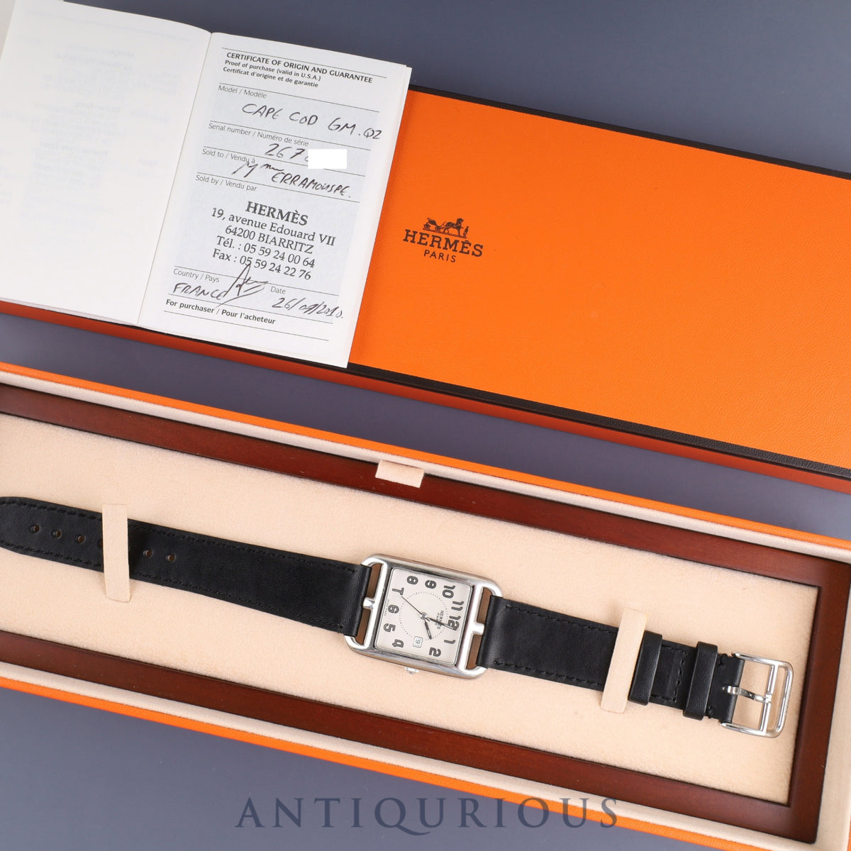 Hermès Cape Cod CC2.710 Quartz Movement, Stainless Steel Leather, Genuine Buckle (Stainless Steel), Silver Dial, Box, Booklet, Warranty Card (2010), Overhauled