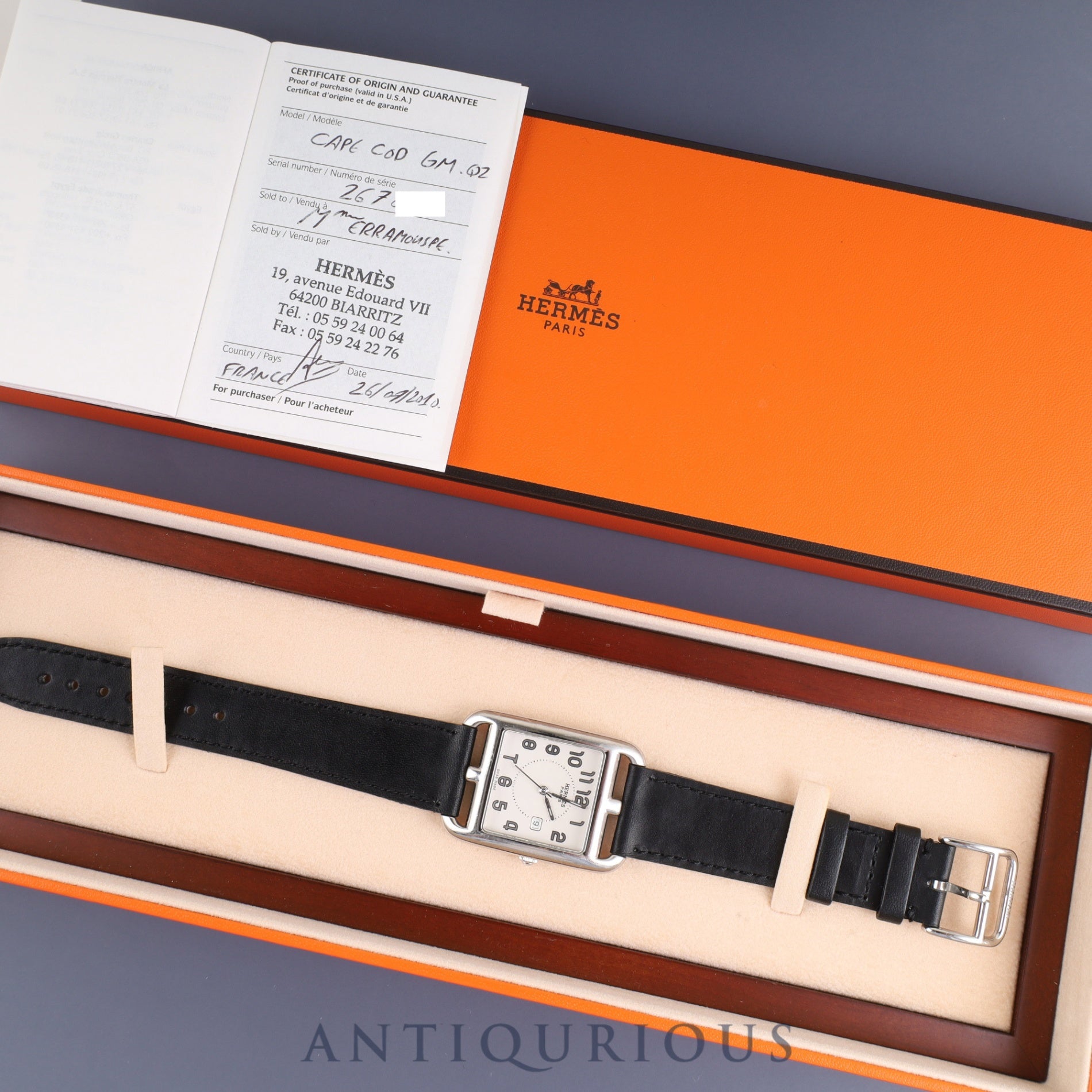 Hermès Cape Cod CC2.710 Quartz Movement, Stainless Steel Leather, Genuine Buckle (Stainless Steel), Silver Dial, Box, Booklet, Warranty Card (2010), Overhauled