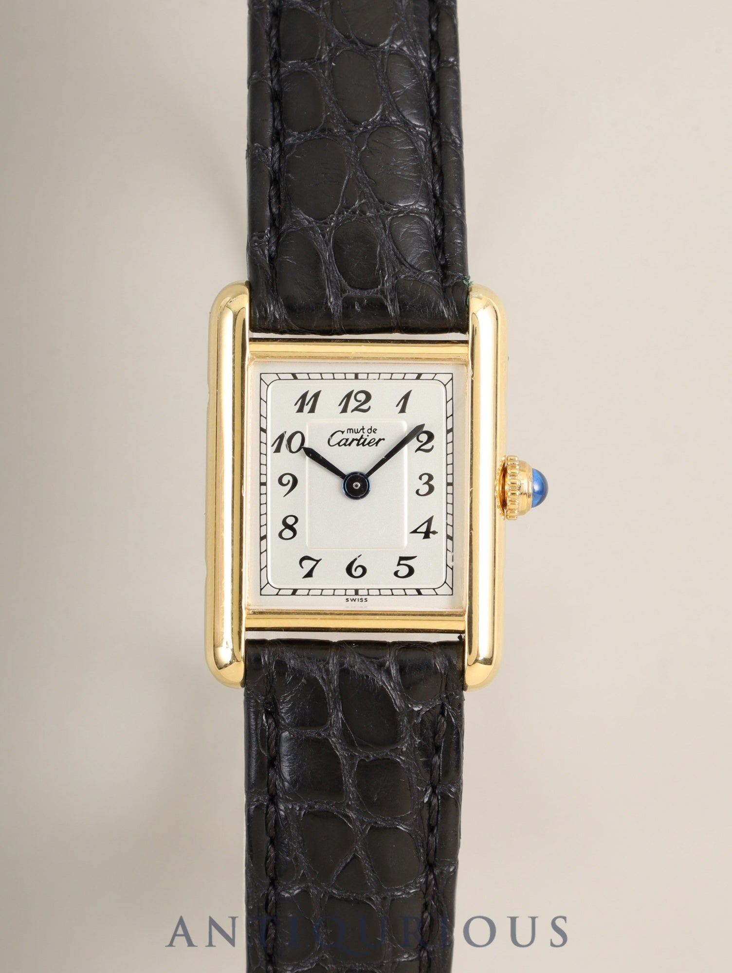 カルティエ マストタンク SM 5057001 クォーツ Cal.057 SV925 革 純正Dバックル（GP）アラビア文字盤（SWISS表記）オーバーホール済み 新品仕上げ済み