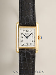 カルティエ マストタンク SM 5057001 クォーツ Cal.057 SV925 革 純正Dバックル（GP）アラビア文字盤（SWISS表記）オーバーホール済み 新品仕上げ済み