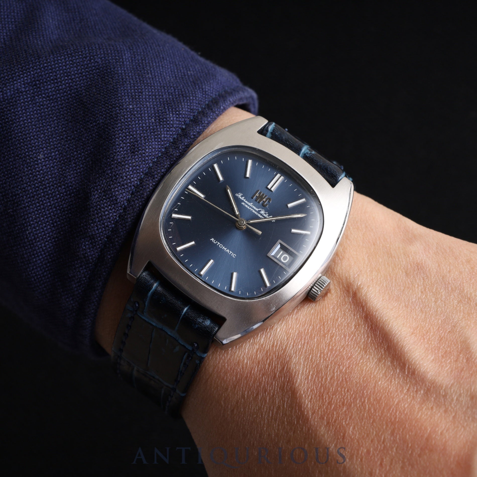 IWC オールドインター シャウハウゼン TVスクリーン 1872 自動巻き Cal.8541B SS 革 社外尾錠（SS） ブルー文字盤 オーバーホール済み アイダブリュシー