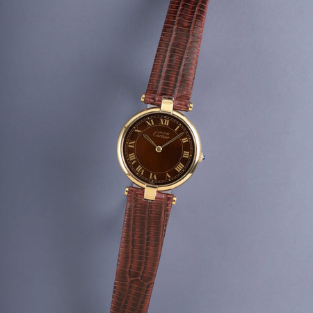 Cartier Must Vendome VLC LM 17 Quartz Cal.81 SV925 Leather Genuine Pin Buckle (GP) Mahogany Dial (SWISS marking) Overhauled