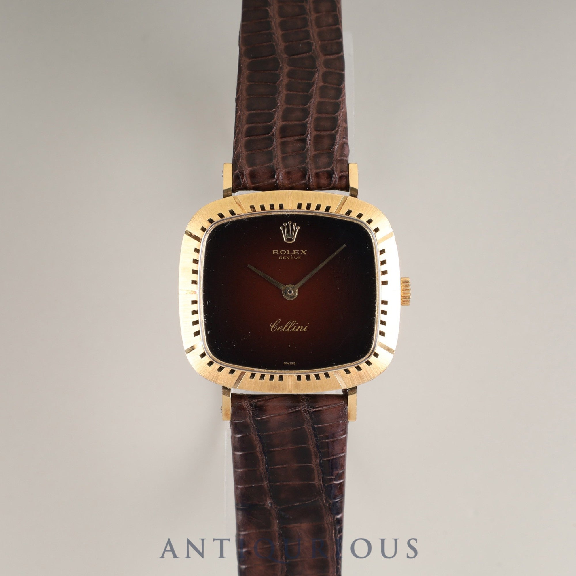 Rolex Cellini 4084 Manual Winding Caliber 1600 750 Leather Strap Genuine Buckle (GP) Red Gradient Dial No. 36 (1972) Overhauled