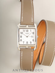 Hermès Cape Cod CC2.710 Quartz Caliber - Stainless Steel Genuine Leather Strap (U Stamp: 2022) Genuine Buckle (SS) Silver Arabic Dial Box Warranty (2023) Overhauled