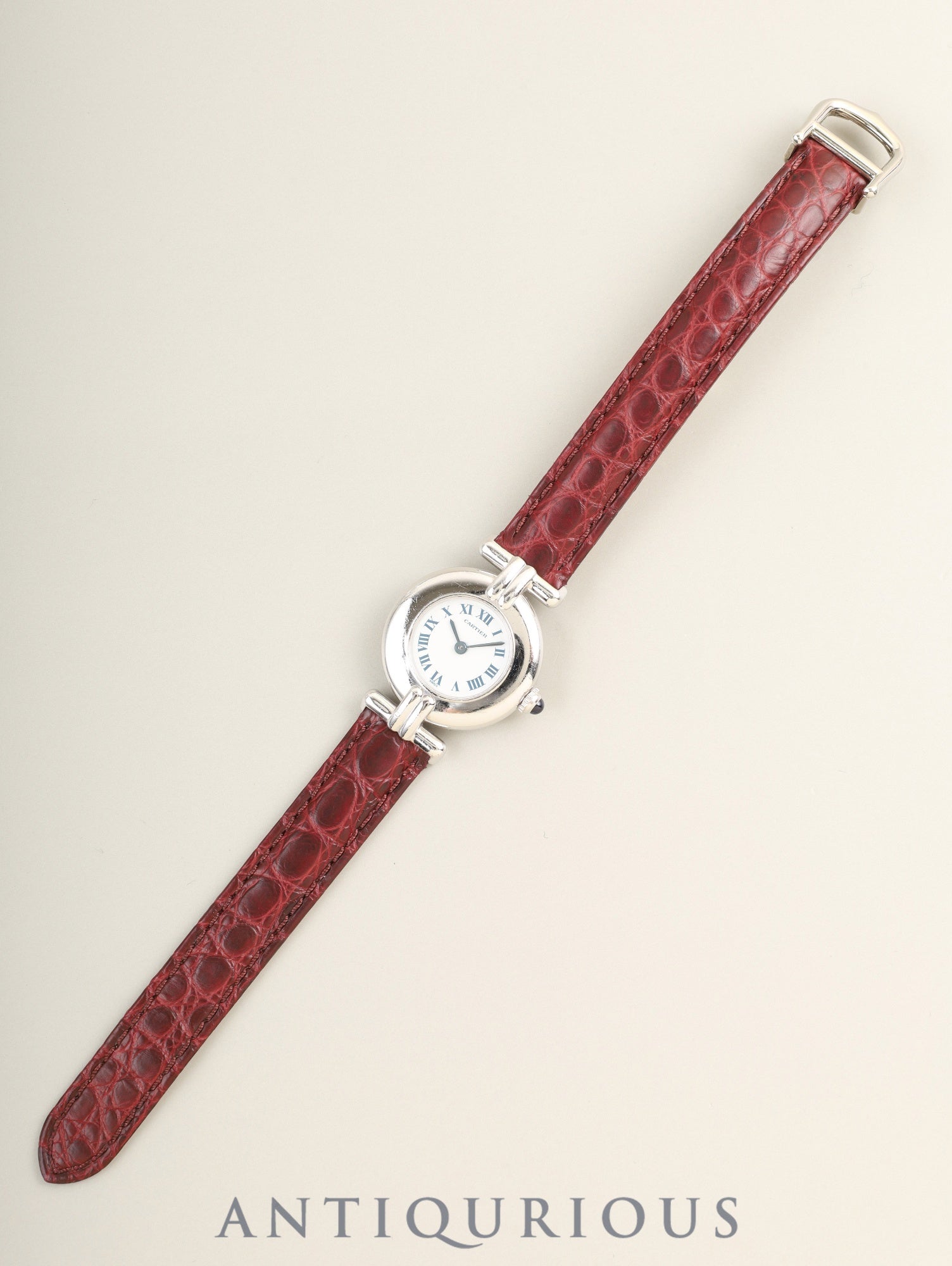 カルティエ マストコリゼ 590002 クォーツ Cal.690 SV925 革 純正Dバックル（SS） ホワイトローマン文字盤 オーバーホール済み