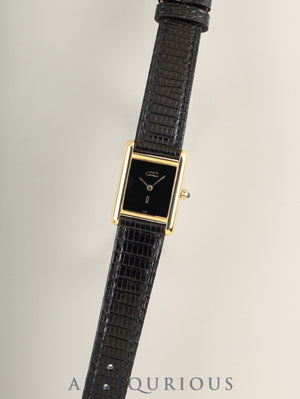 Cartier Must Tank SM 3 66001 Quartz Cal.66 SV925 Leather Original pin buckle (GP) Onyx dial (SWISS表記) Overhauled, polished