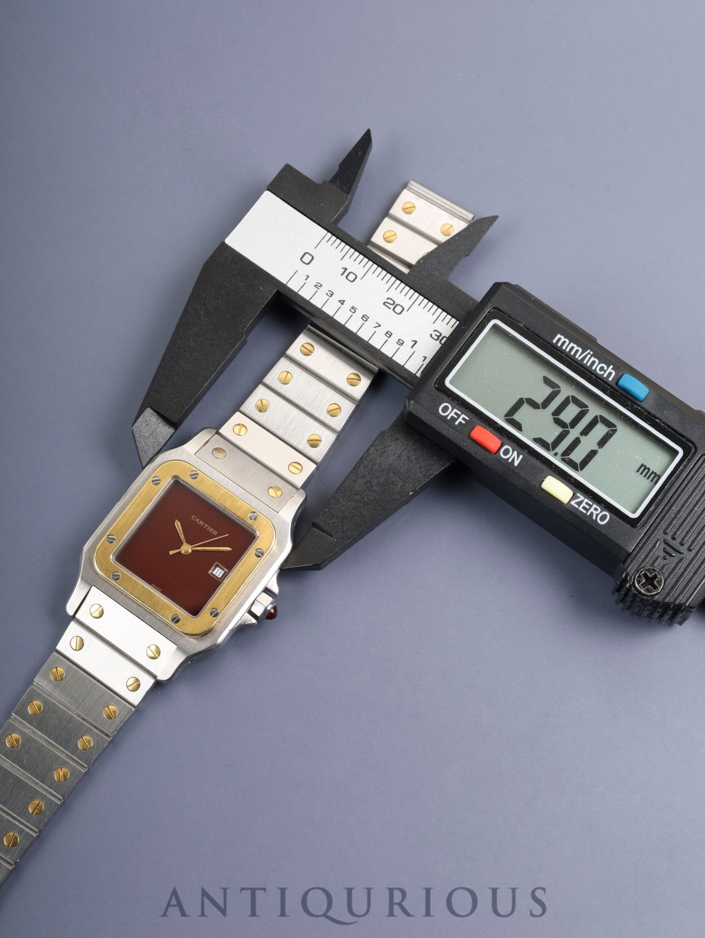 カルティエ サントス カレ LM 2961 自動巻き Cal.ETA2671 SS/YG SS/YG ガーネットダイヤル ボルドー文字盤（SWISS表記）オーバーホール済み