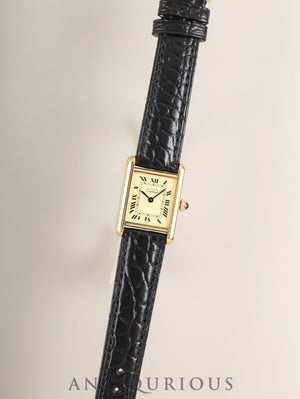 Cartier Must Tank SM 5057001 Quartz Cal.057 SV925 Leather Genuine Pin Buckle (GP) Ivory Roman Dial (SWISS marking) Overhauled