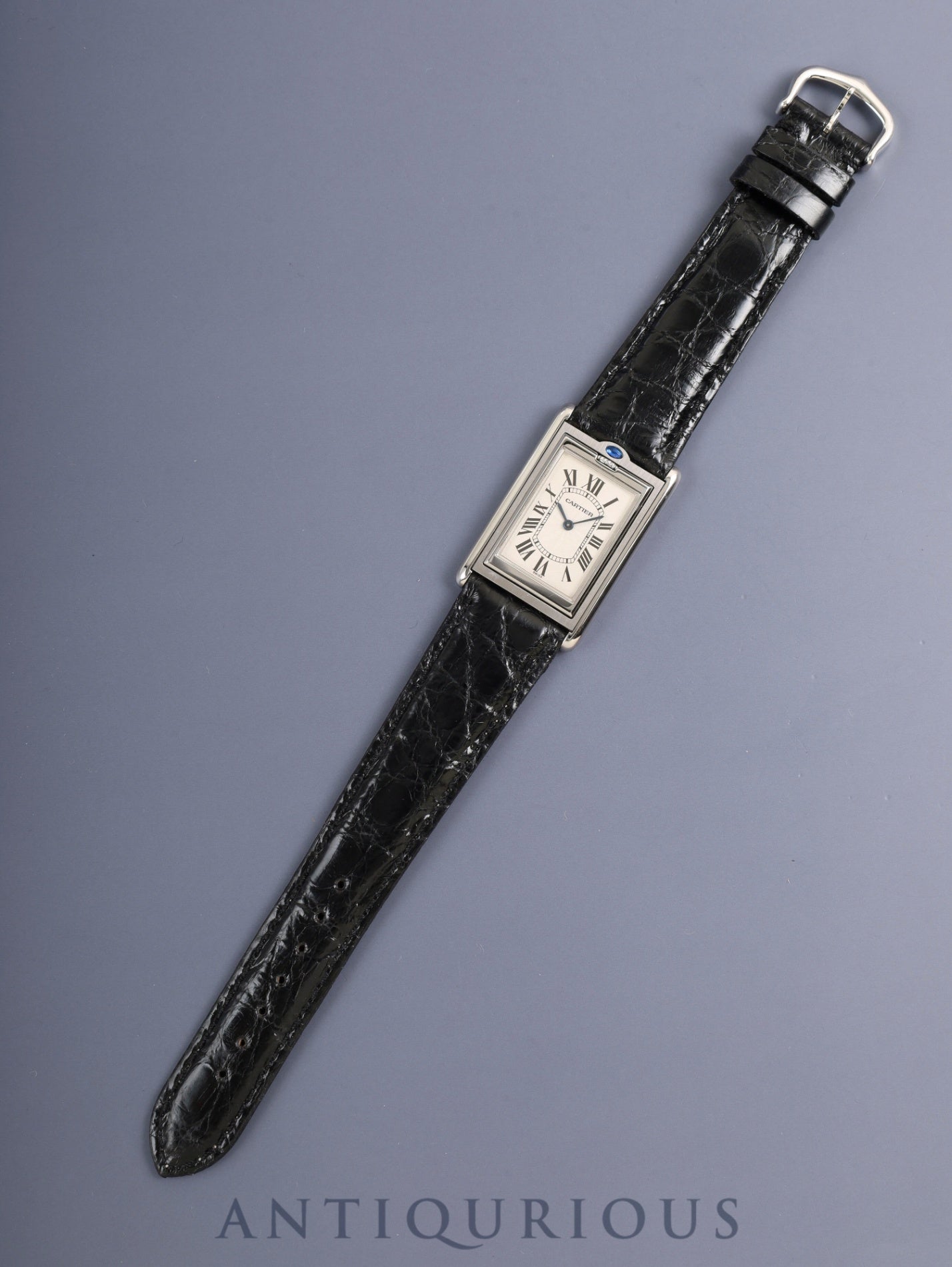 カルティエ タンク バスキュラント LM W1011358 / 2390 手巻き Cal.061 SS 革 純正ピンバックル（SS） ホワイトローマン文字盤 箱 保証書 オーバーホール済み