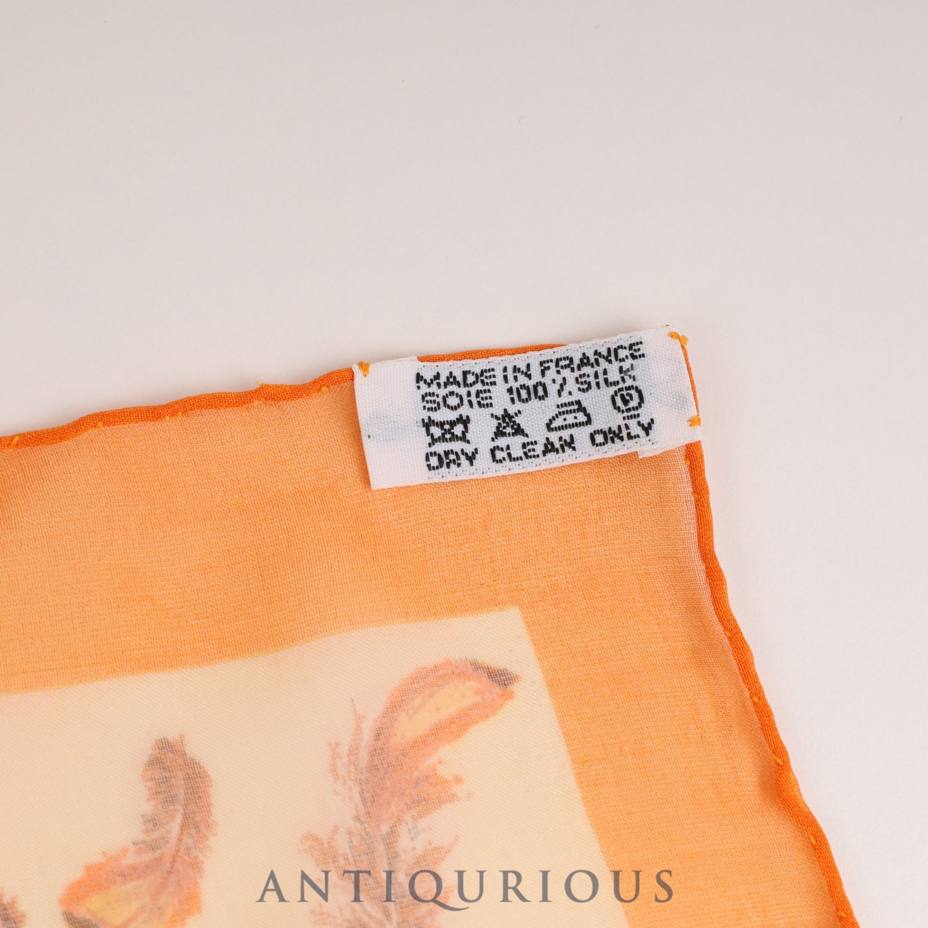 HERMES Scarf CARRES45 PLUME Feather Orange SILK100% Box