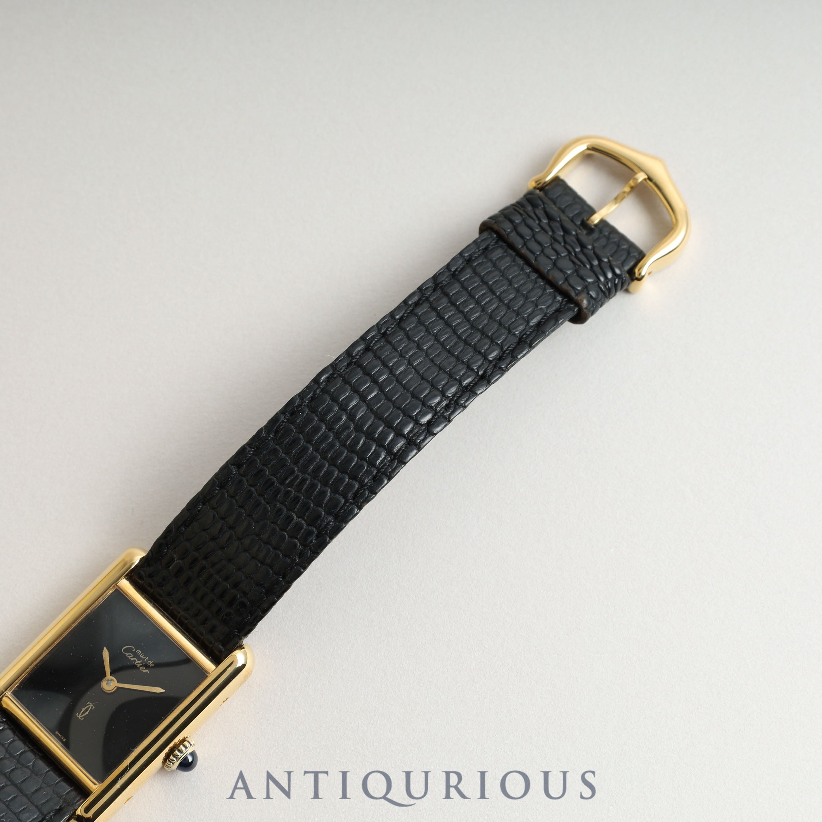 Cartier Must Tank SM Manual winding Onyx dial Genuine buckle Genuine belt Newly refurbished