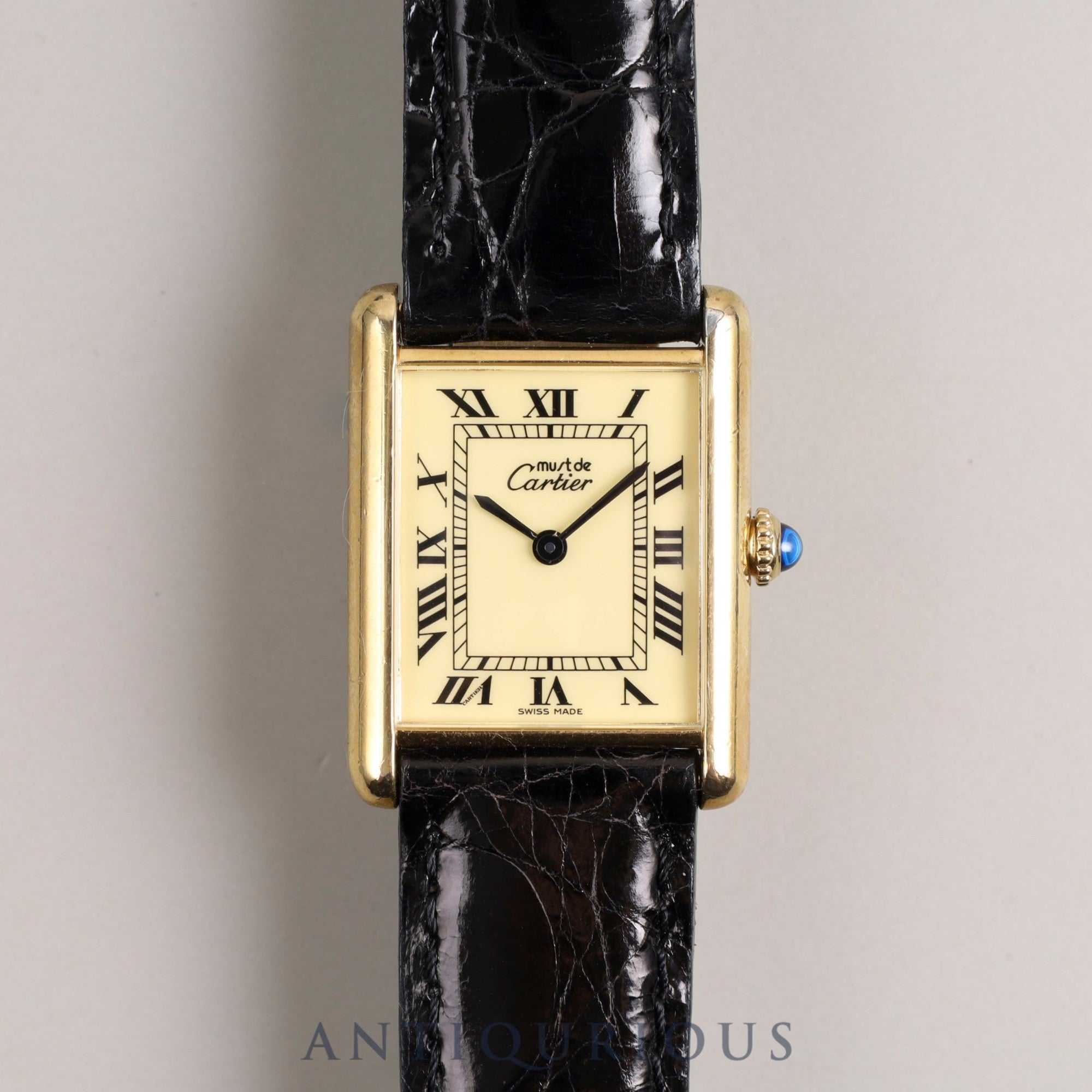 Cartier Must Tank LM Manual winding SV925 Leather Genuine buckle (GP) Ivory dial Box Warranty card Complete Cartier boutique service completed