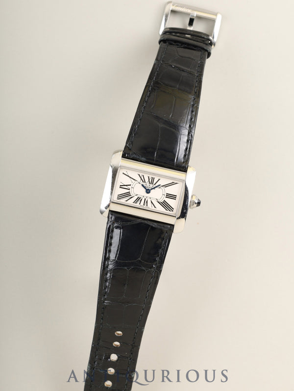 カルティエ タンク ディヴァン ミニ W6300255 / 2599 クォーツ Cal.157 SS 純正革ベルト 純正ピンバックル（SS）シルバーローマン文字盤 箱 保証書（2005年）冊子 オーバーホール済み