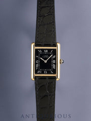 Cartier Must Tank LM 6 Hand-wound Cal.78-1 SV925 Leather Genuine Pin Buckle (GP) Black Roman Dial (SWISS marking) Overhauled