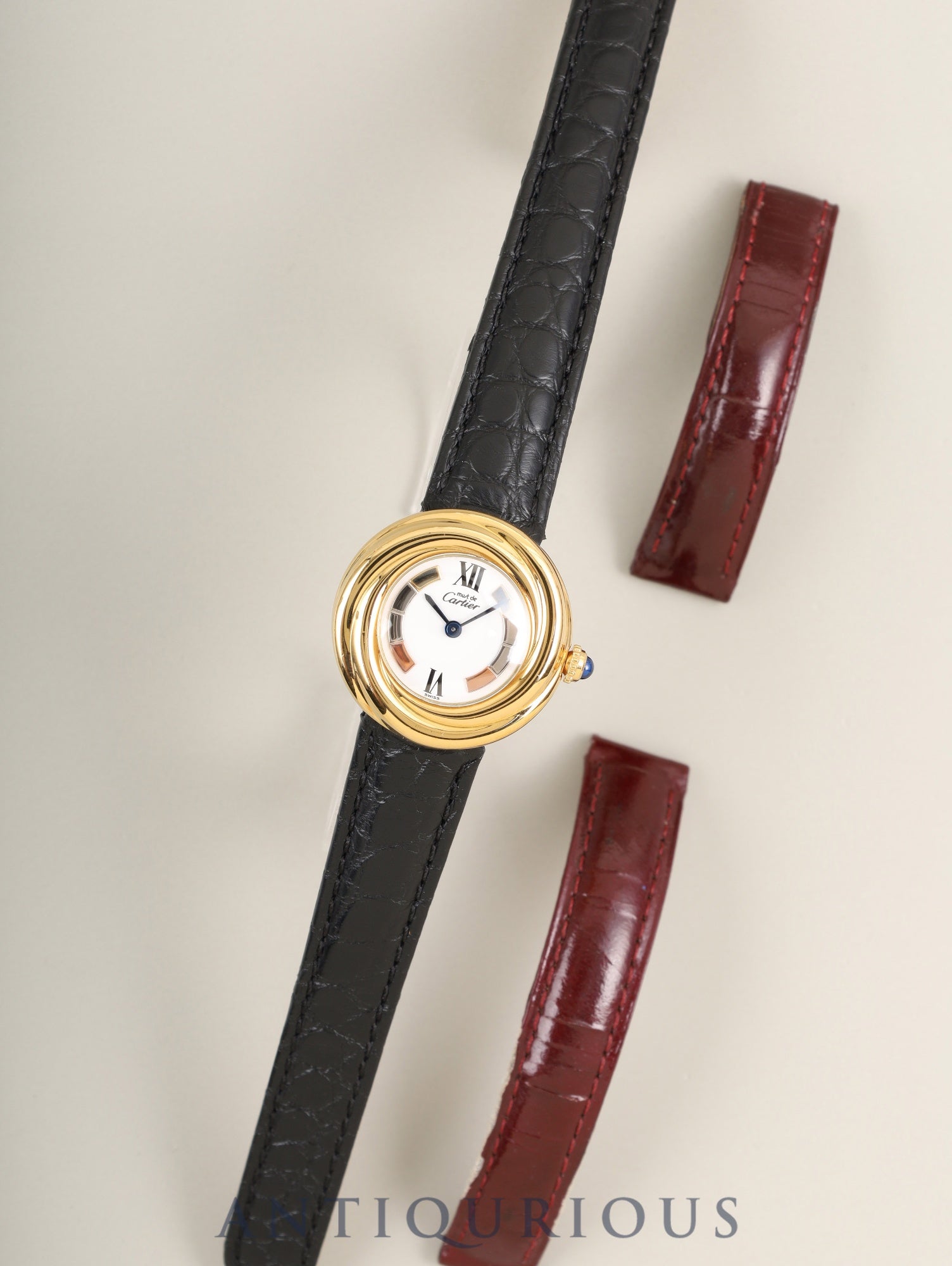 Cartier Must Trinity W1010644 / 2735 Quartz Cal.157.06 SV925 Leather Genuine D-buckle (GP) Side Trinity Dial Genuine Leather Strap Overhauled