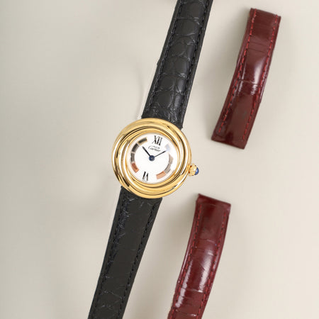 カルティエ マストトリニティ W1010644 / 2735 クォーツ Cal.157.06 SV925 革 純正Dバックル（GP）サイドトリニティ文字盤 純正革ベルト オーバーホール済み