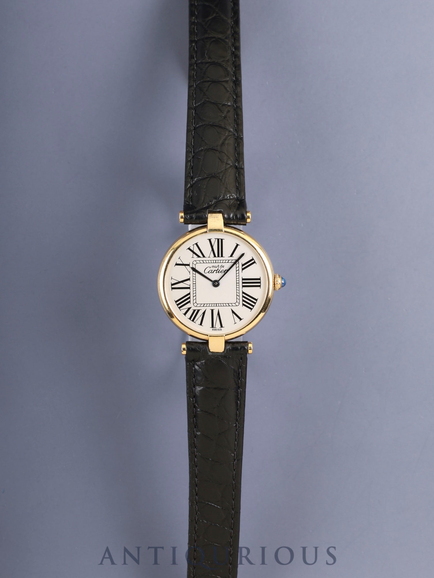 Cartier Must Vendome VLC LM W1005454 / 590003 Quartz Cal.90 SV925 Leather Genuine Deployant Buckle (GP) Opaline Dial (SWISS) Overhauled