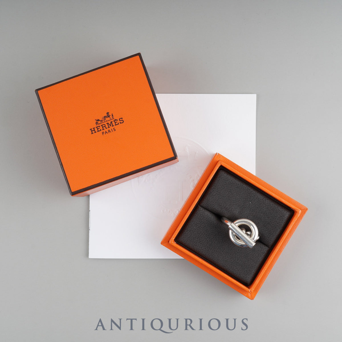 Hermès Croisette Ring, Sterling Silver, #58, 23 Year Marked, Box, Booklet, Warranty (2024)