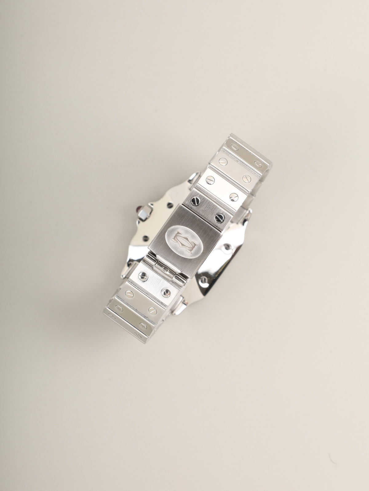 カルティエ サントス カレ LM 2960 自動巻き SS SS ガーネットダイアル ボルドー文字盤 （SWISS MADE表記）カルティエブティックにてコンプリートサービス済み