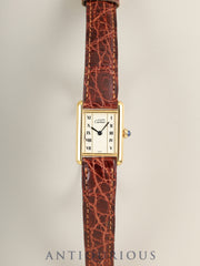 Cartier Must Tank SM W1003053 / 5057001 Quartz Cal.057 SV925 Genuine Leather Strap Genuine Pin Buckle (GP) Straight Roman Dial (SWISS marking) Box, Booklets, Warranty (1992) Overhauled, Polished