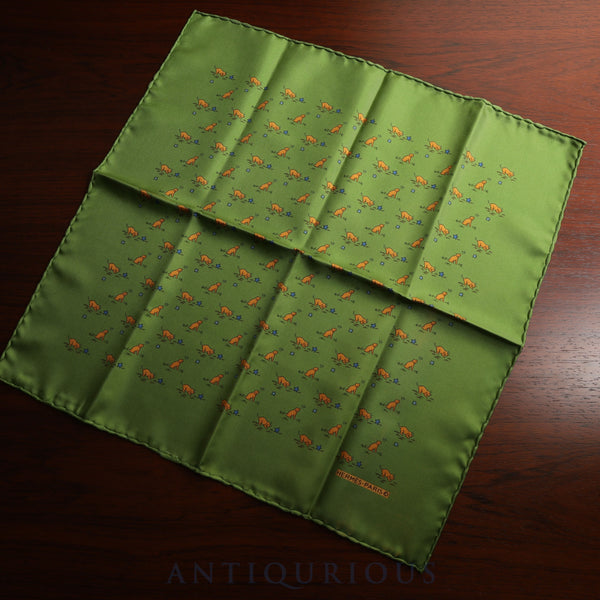 Hermès Carré 45 Scarf, All-Over Dog Print, Green, 100% Silk