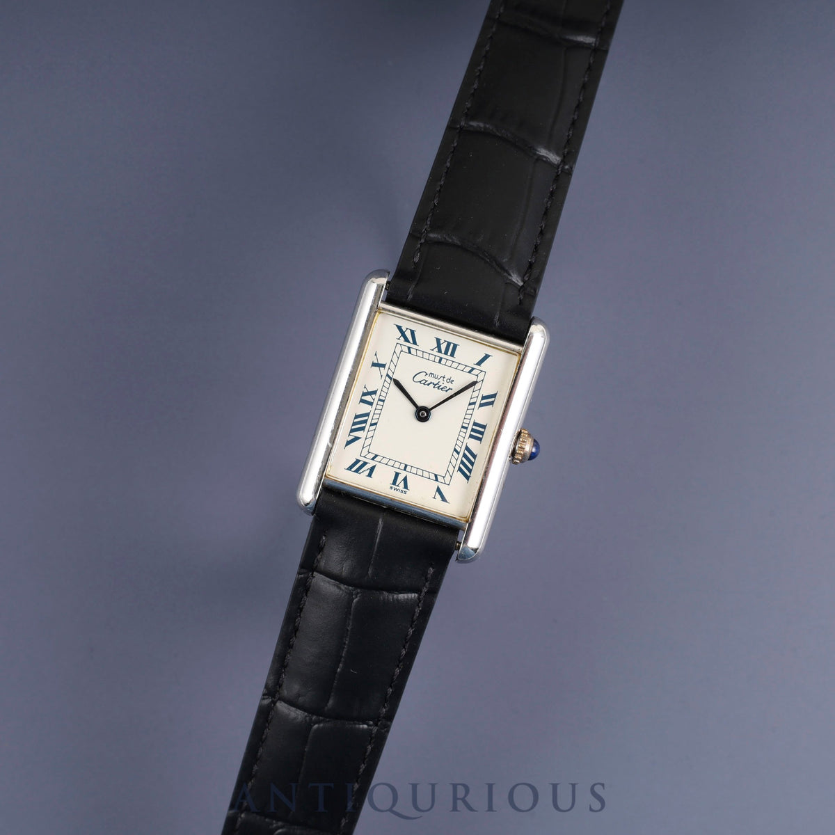 Cartier Must Tank LM 690006, Quartz, Caliber 90, SV925, Leather, Genuine D-buckle (SS), White Roman Dial, Circa 1982-Circa 1995, Overhauled