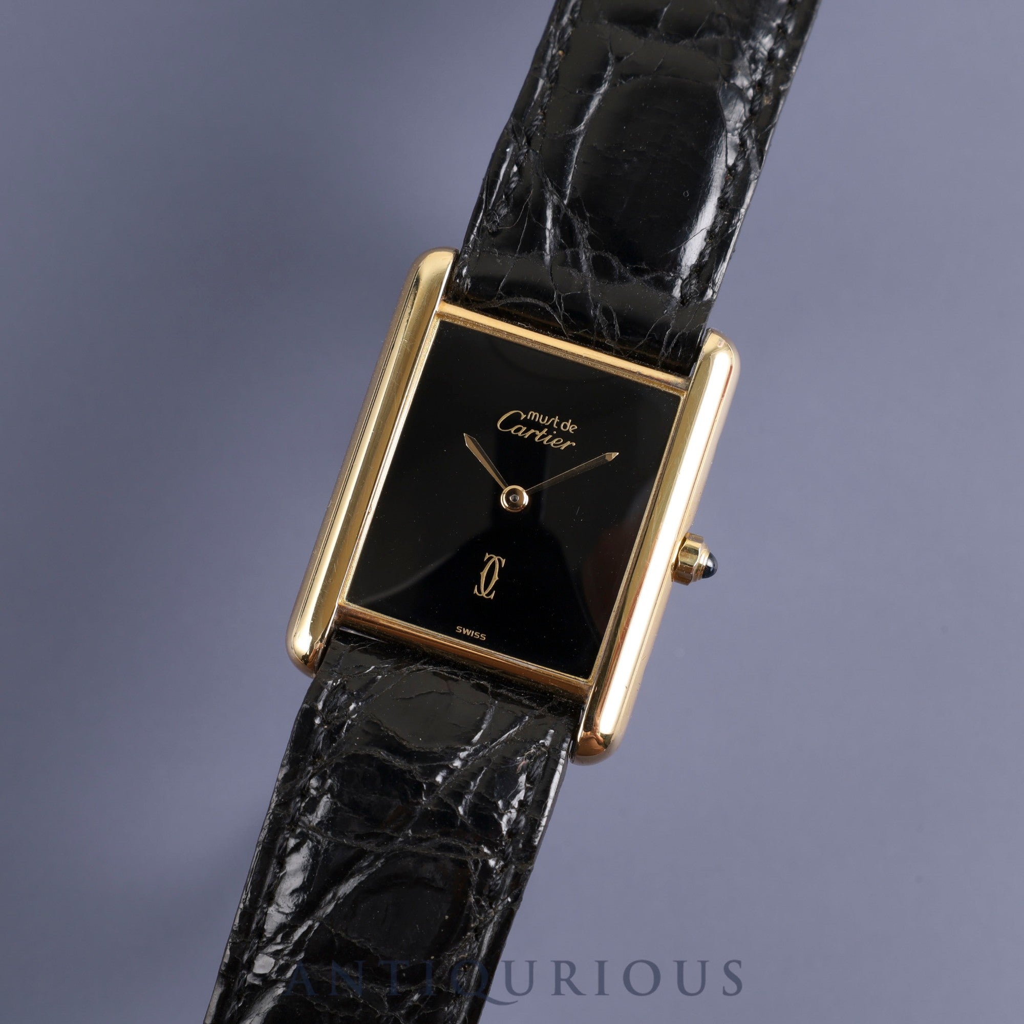 Cartier Must Tank LM 6 81006 Quartz Cal.81 SV925 Genuine leather strap Genuine buckle (GP) Black onyx dial Overhauled