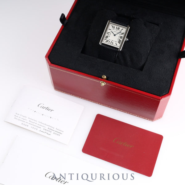 Cartier Tank Solo LM Quartz WSTA0028 / 3169 SS Leather Silver Dial Box Warranty (2019)