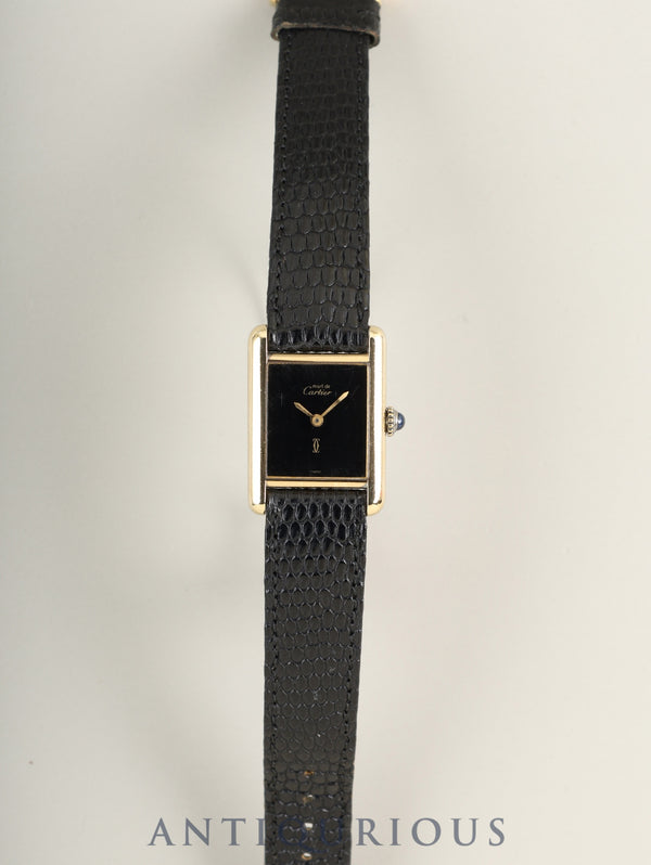 カルティエ マストタンク SM 手巻き Cal.78-1 SV925 純正革ベルト 純正ピンバックル オニキス文字盤（SWISS表記） オーバーホール済み