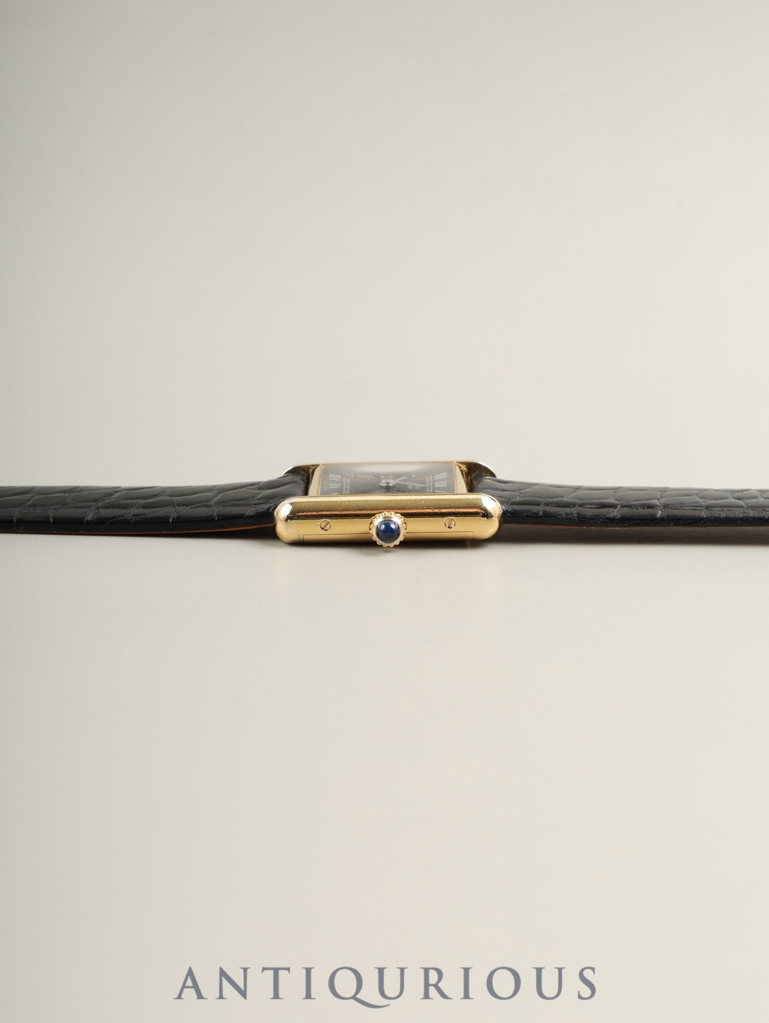 カルティエ マストタンク SM 手巻き SV925 革 純正ピンバックル（GP） ブラックローマン文字盤（SWISS MADE表記）国際永久保証書（1984年） オーバーホール済み