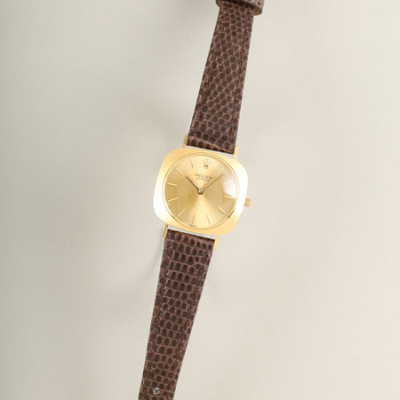 Rolex Cellini 3652 Manual Winding Cal. 1600 750YG Leather Strap Genuine Pin Buckle (GP) Champagne Dial 14-series (1965) Overhauled