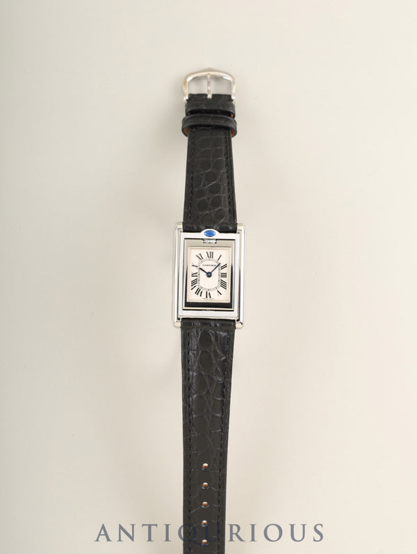 カルティエ タンク バスキュラント SM W10X1158 / 2386 クォーツ Cal.059 SS 革 純正ピンバックル（SS）ホワイトローマン文字盤 オーバーホール済み