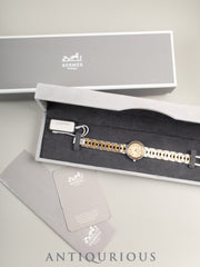 エルメス クリッパー 51.03 クォーツ Cal.- SS/GP SS/GP  アイボリー文字盤 箱 冊子 保証書（1992年）オーバーホール済み