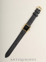 Cartier Must Tank SM 3 Hand-Wound Cal.78-1 SV925 Leather Genuine Pin Buckle (GP) Onyx Dial (SWISS marking) With Genuine Leather Strap Overhauled