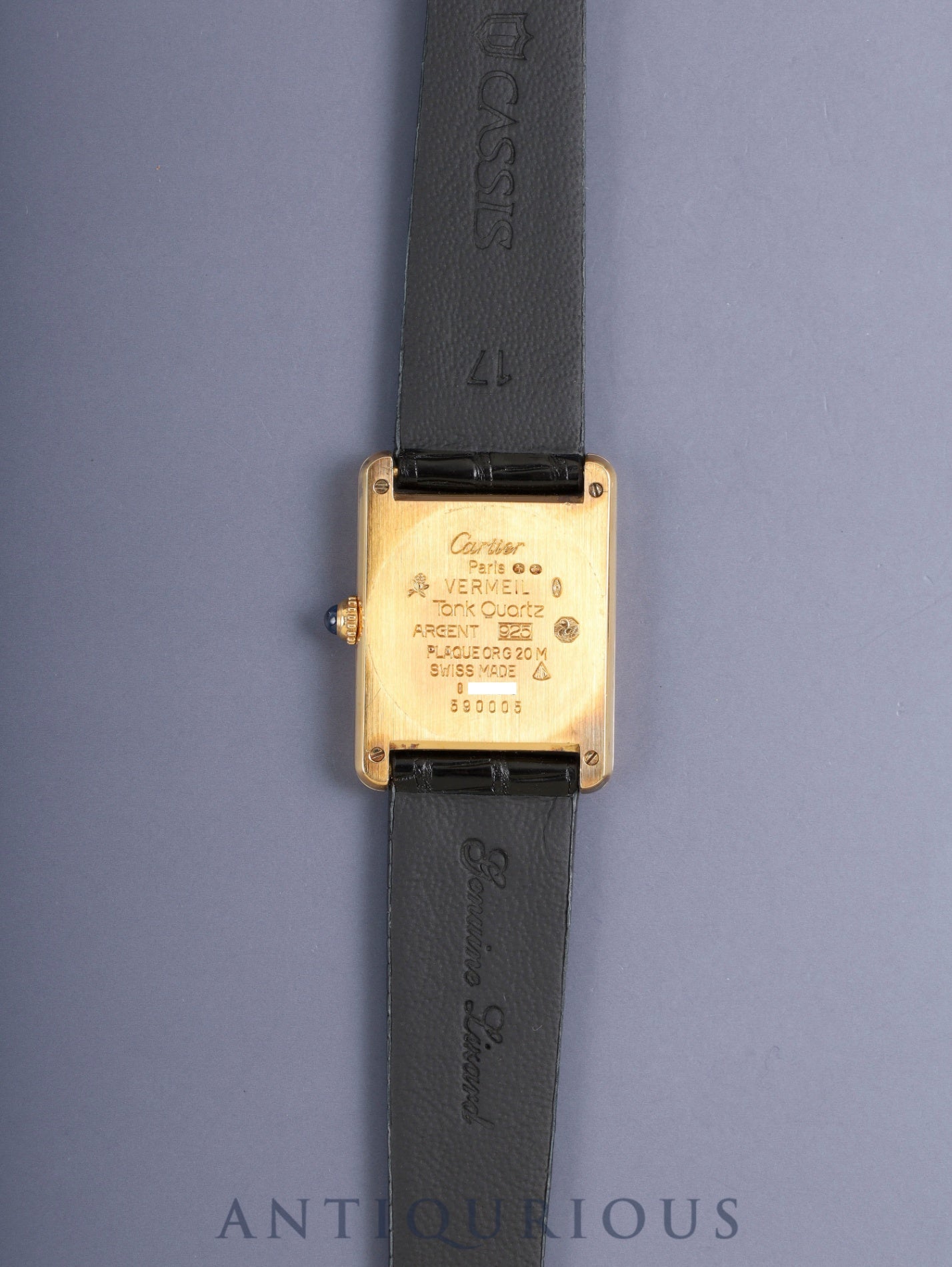 カルティエ マストタンク LM 590005 クォーツ  Cal.90 SV925 革 純正ピンバックル（GP）アイボリーローマン文字盤（SWISS表記）箱 冊子 保証書（1987年） オーバーホール済み
