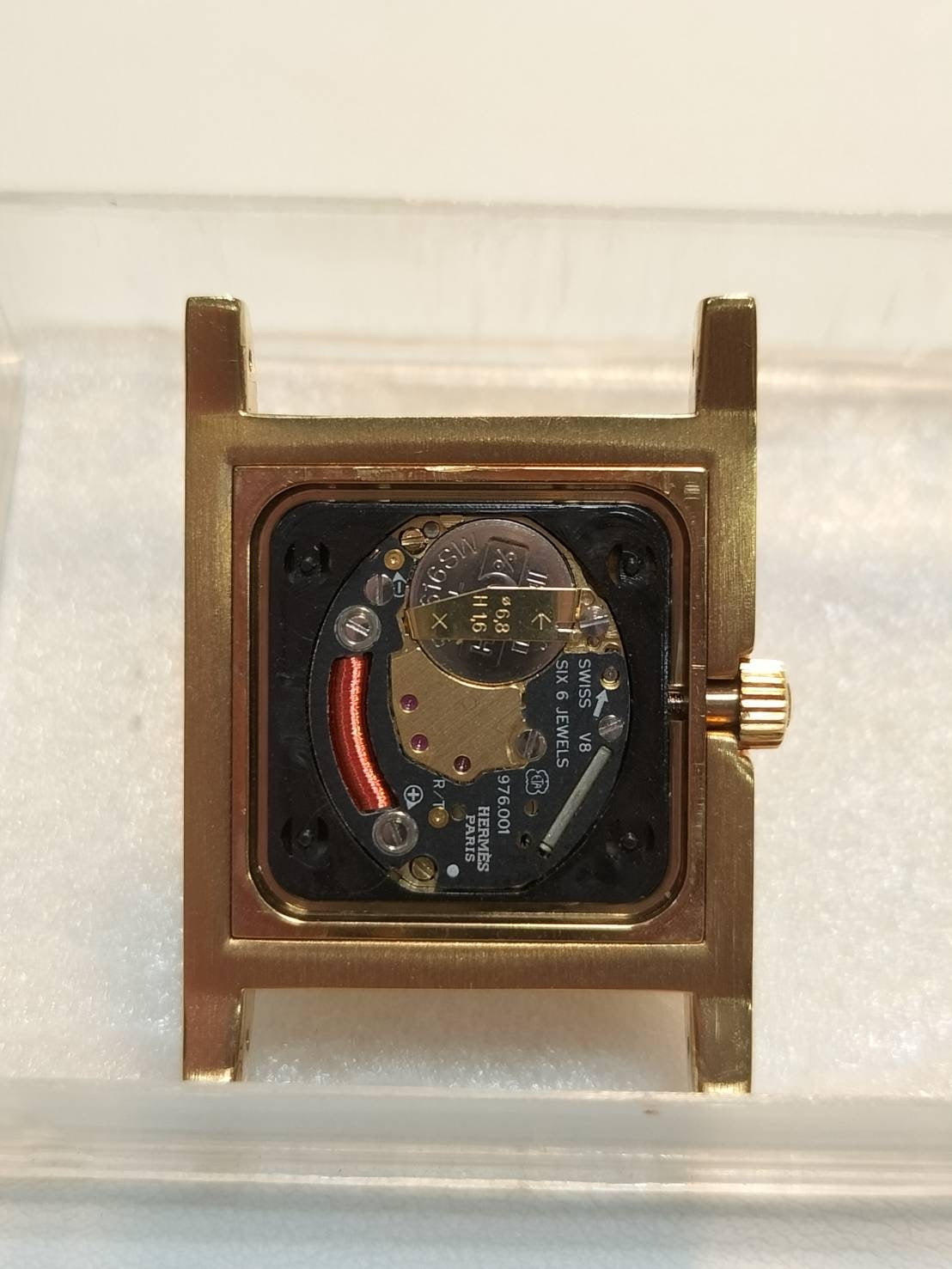 Hermès Medor 11.01 Quartz Cal. 976.001 GP Genuine Leather Strap (◯V Stamp: 1992) Genuine Buckle (GP) White Dial Overhauled