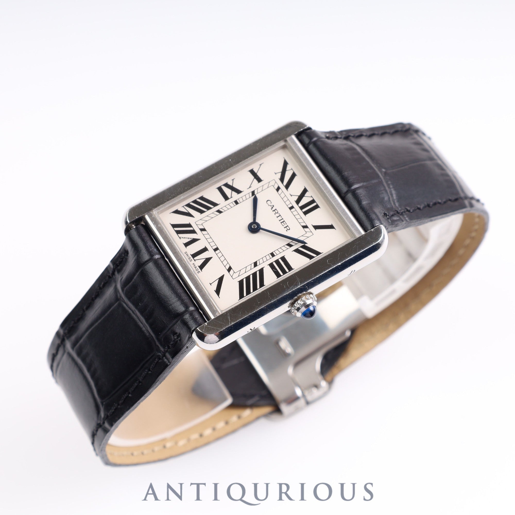 Cartier Tank Solo LM Quartz W5200014/3169 SS Leather Genuine D Buckle Silver Dial