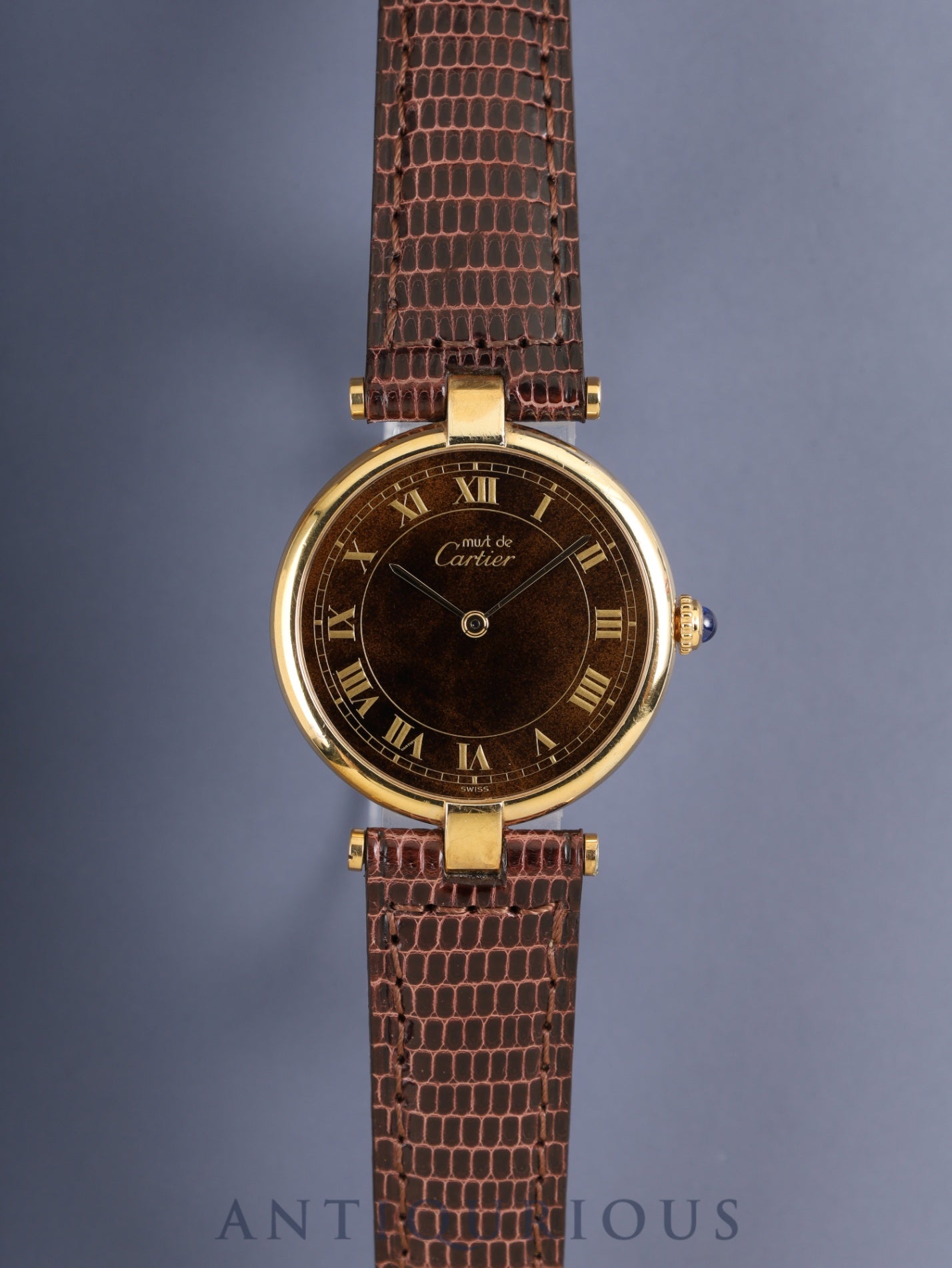 カルティエ マスト ヴァンドーム VLC LM 17 クォーツ Cal.690 SV925 純正革ベルト 純正尾錠（GP）マホガニーローマン文字盤 オーバーホール済み