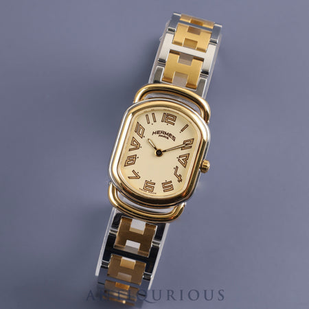 HERMES RALLYE RA1.210 Quartz Cal.976.001 SS/GP Gold Dial Overhauled