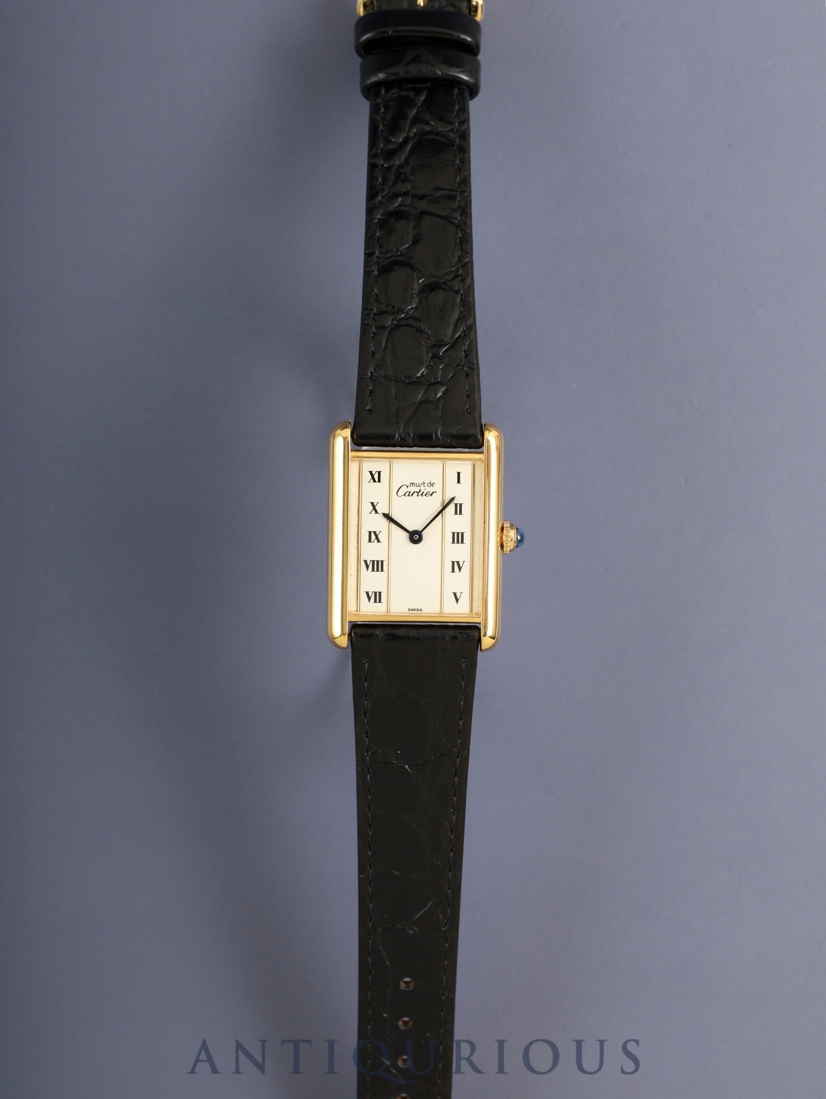 Cartier Must Tank LM 590005 Quartz Cal.90 SV925 Leather Original Pin Buckle (GP) Straight Roman Dial (SWISS marking) Overhauled Polished