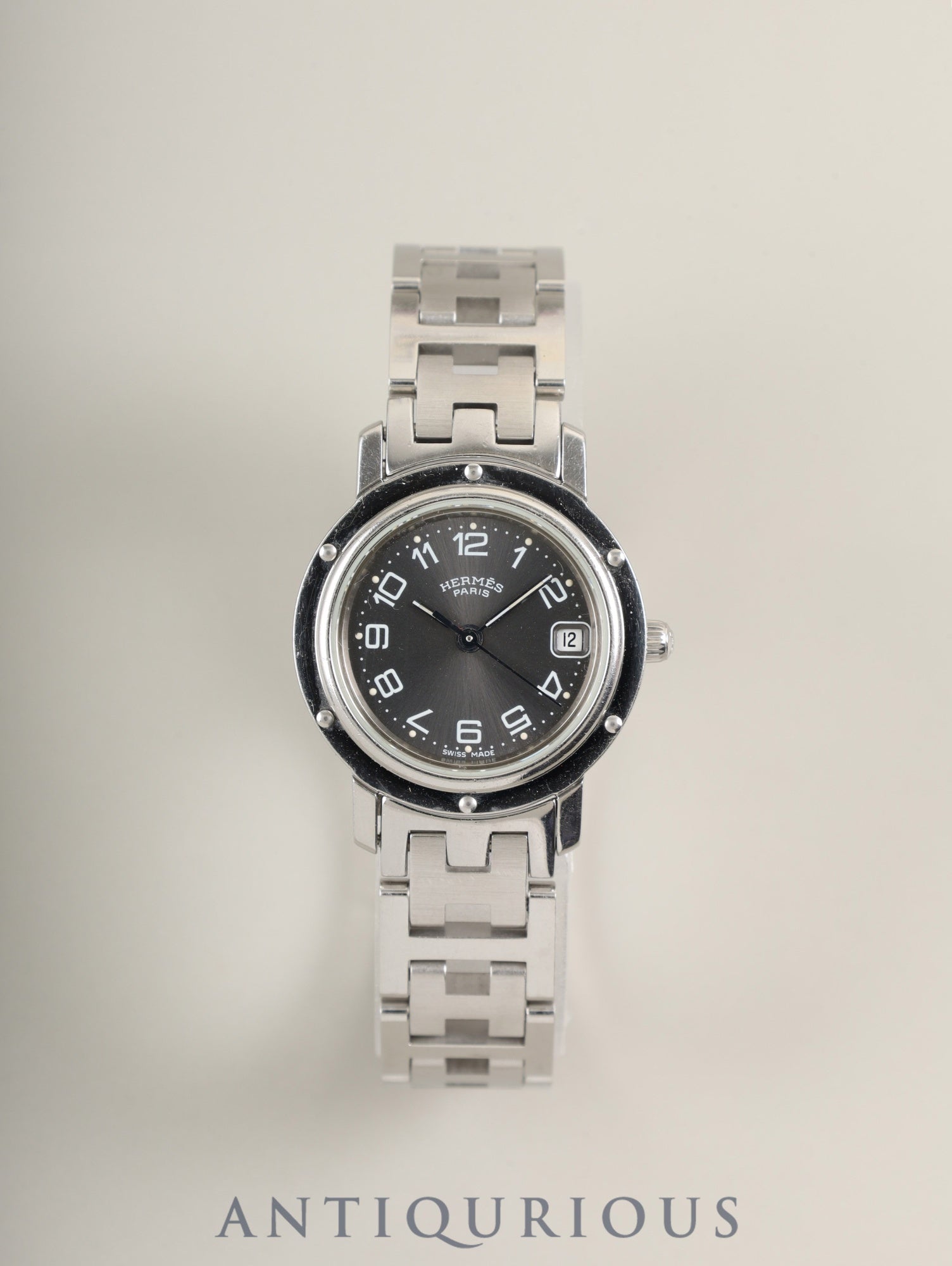 エルメス クリッパー CL4.210 クォーツ SS SS グレー文字盤 保証書（1999年）オーバーホール済み