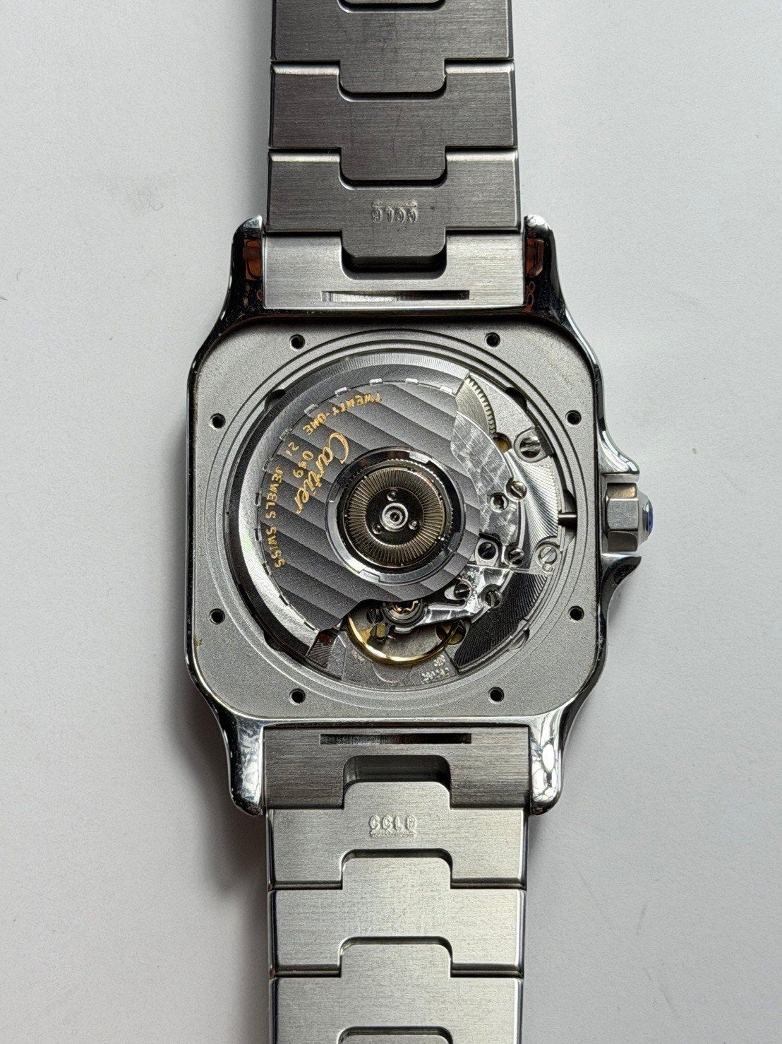 Cartier Santos Galbee XL W20098D6 / 2823 Automatic Cal.2892 SS SS Silver Roman Dial (SWISS MADE) Box Warranty (2008 / Name inscribed / Incorrect serial number) Manual Booklet DVD Overhauled