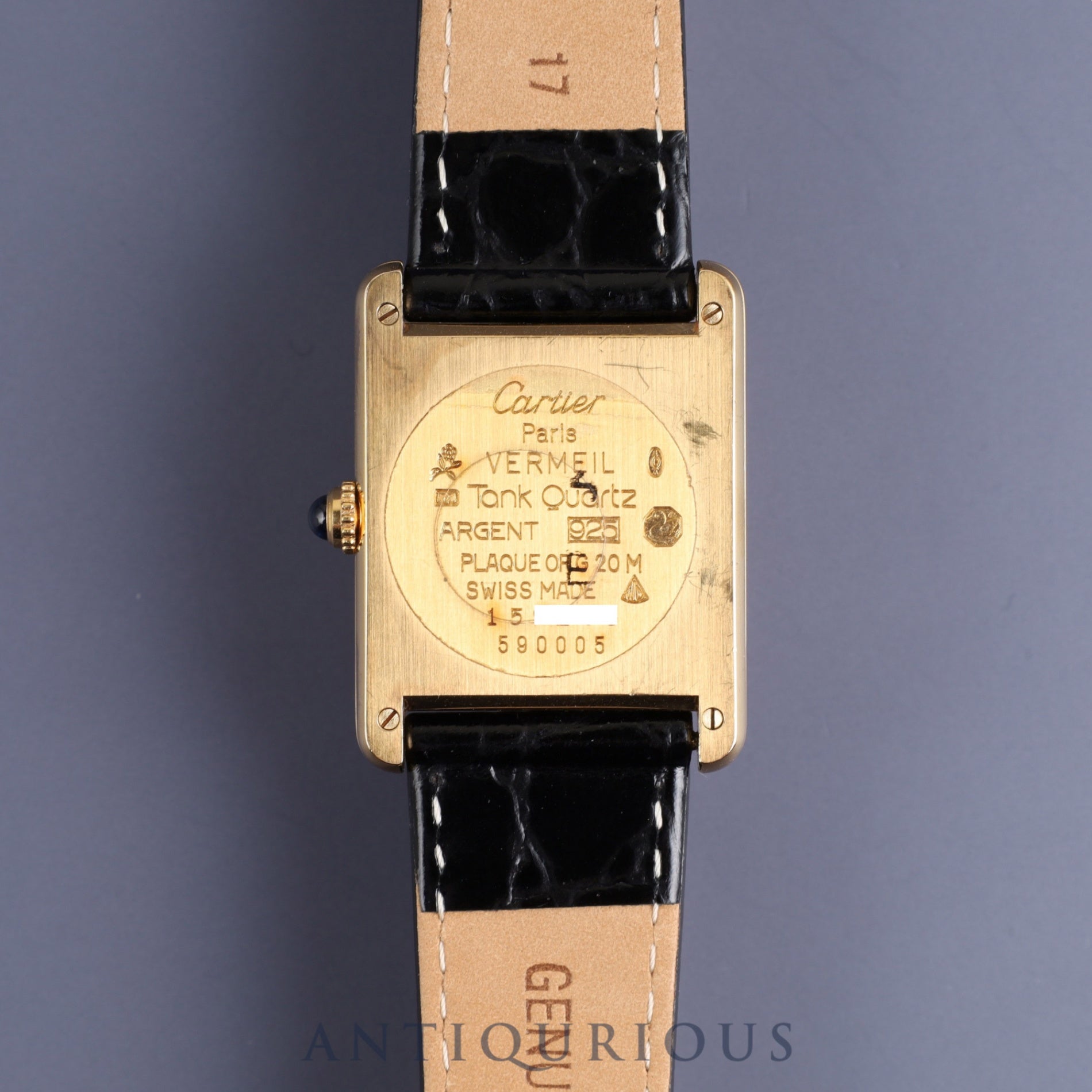 Cartier Must Tank LM 590005 Quartz Cal.90 SV925 Leather Genuine Buckle (GP) Ivory Roman Dial Overhauled