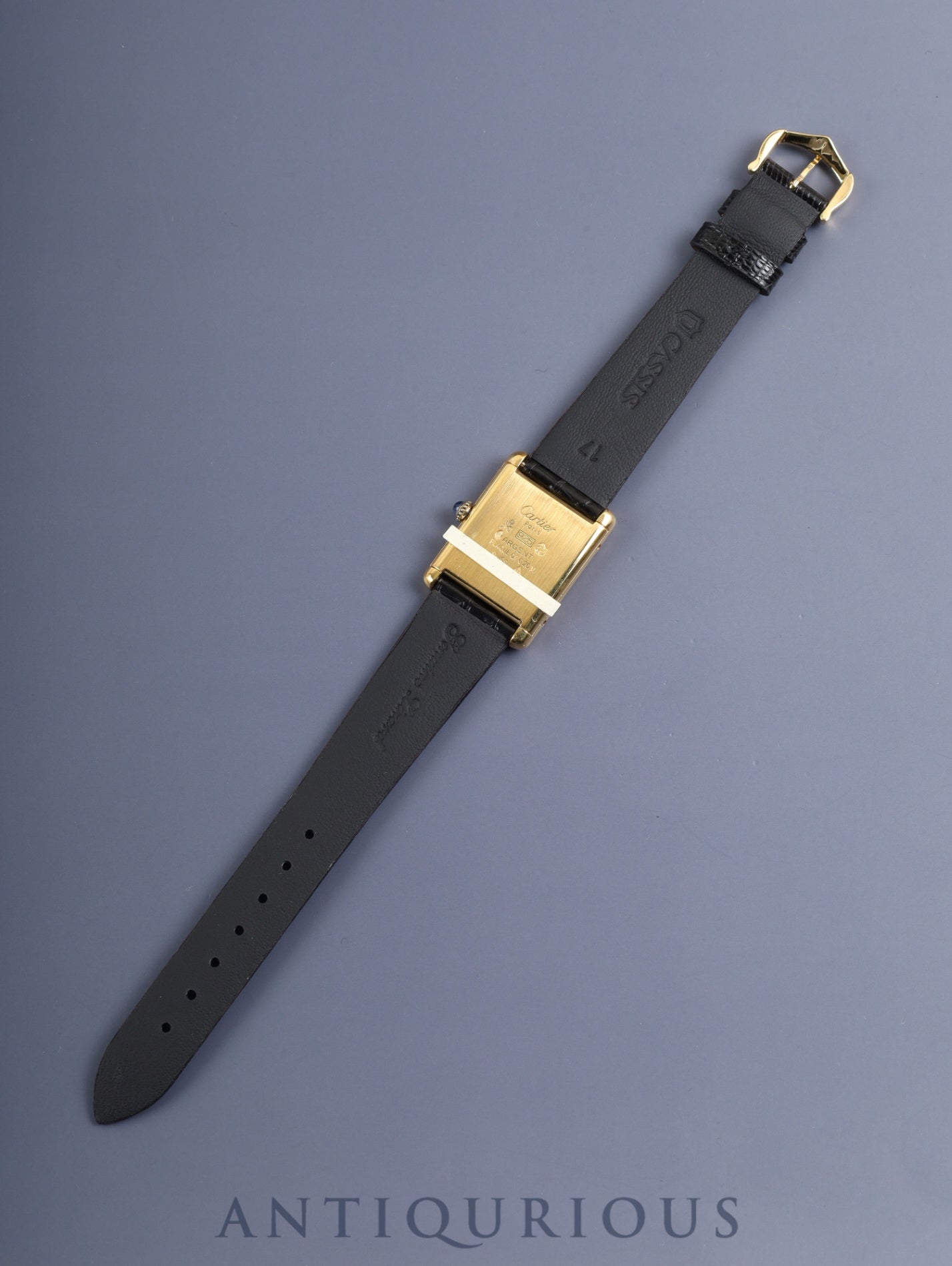 カルティエ マストタンク LM 手巻き Cal.78-1 SV925 革 純正ピンバックル（GP）オニキス文字盤（SWISS表記）オーバーホール済み 新品仕上げ済み